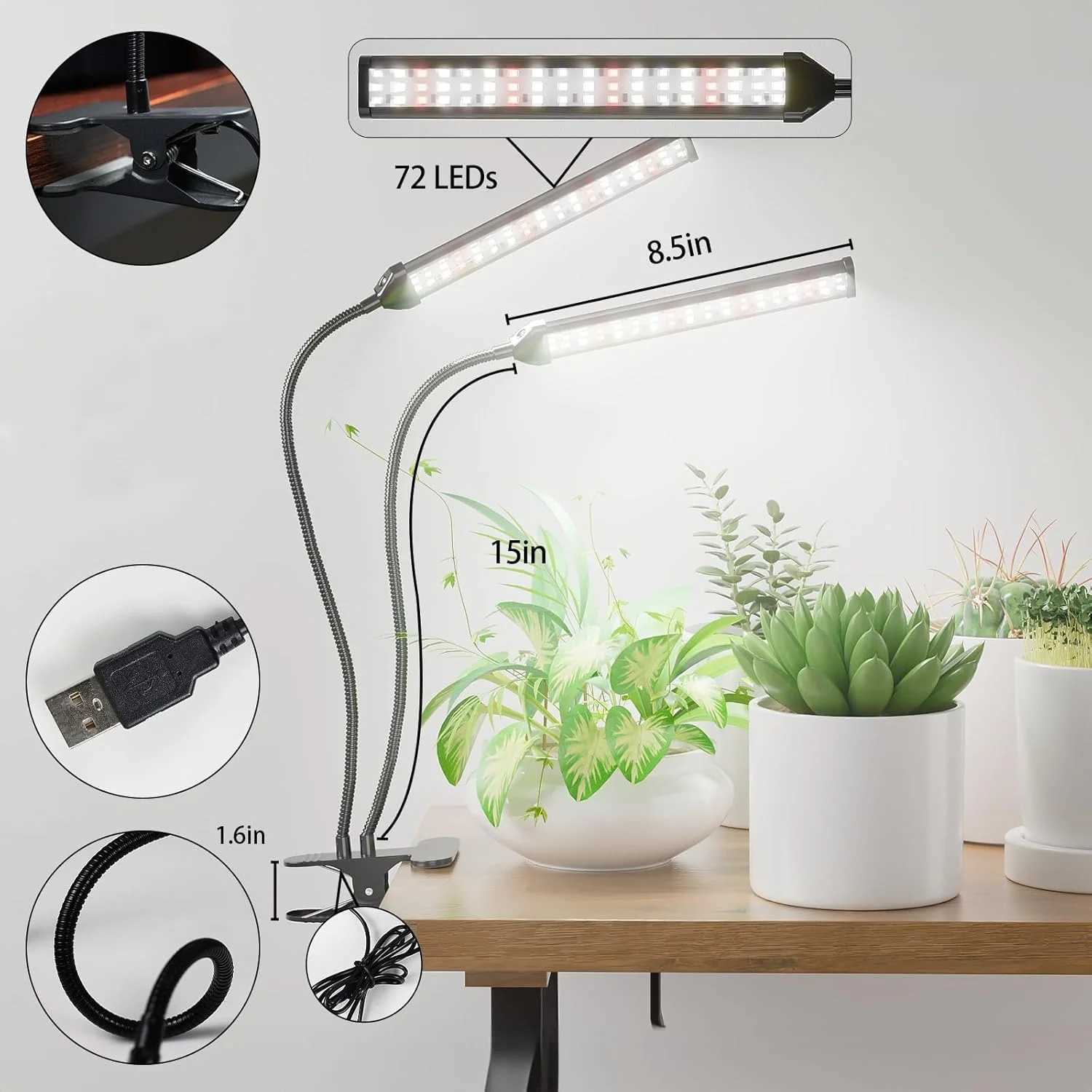USB Clip Flat Tube LED Grow Light Full Spectrum 6000K 5V Phyto Lamp Indoor Greenhouse Fleshy Flowers Plants Growth LightingXJ250526