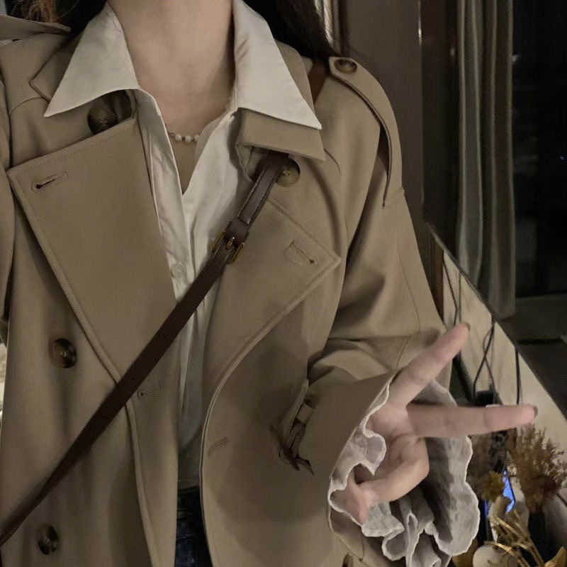 2025 New Style Windbreaker Women's Mid-Length Comfortable Coat Petite British Style Coat Spring-Autumn Model