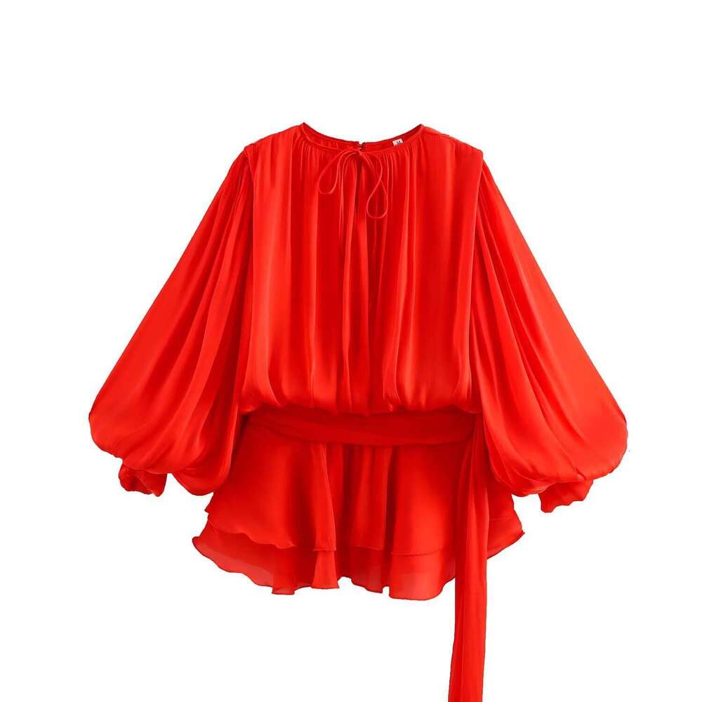 Backless Sexy Dress Three Color Puff Sleeve Ruffle Pleated Short Spring Summer Tie Waist Mini Dress Sexy Flowy Dresses