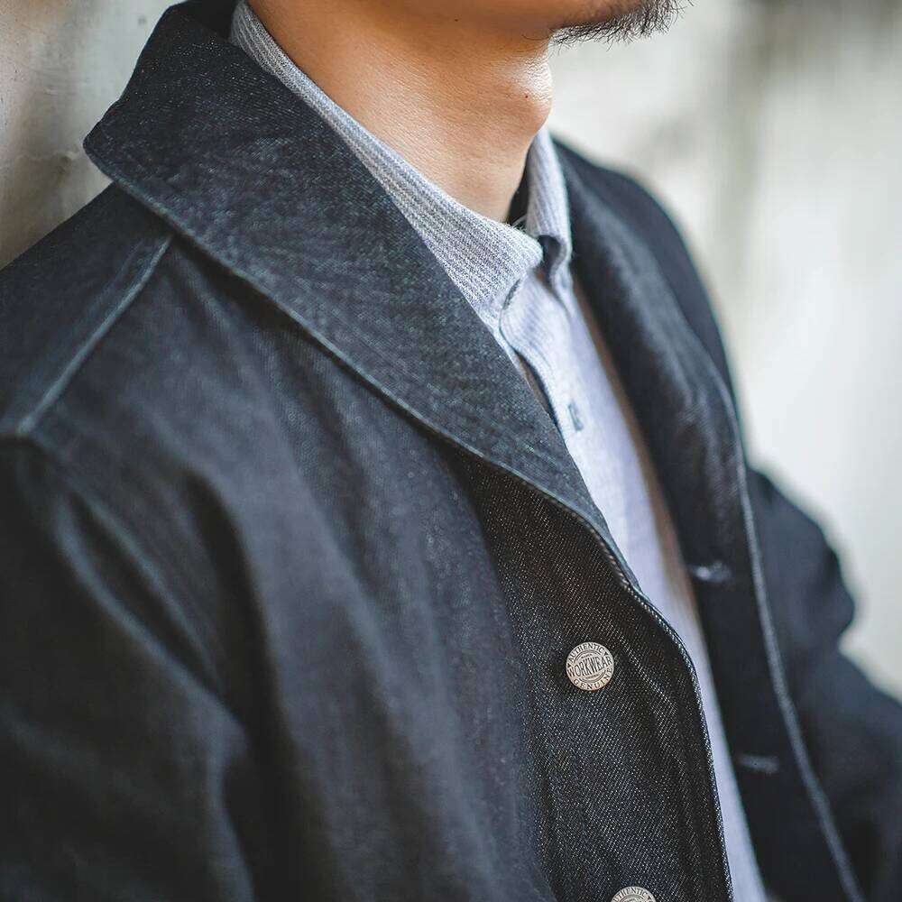 Maden Washed Jackets for Men Vintage Workwear Suit Coats Cotton Solid Cattle Hunting Denim Lapel Jacket Man Clothing