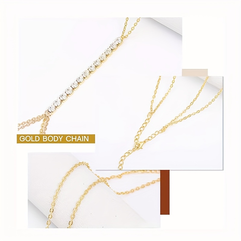 VOBIPY Simple Chest Chain Jewellery Harness Rhinestone Bra Bikini for Women Belly Waist Chain Body Sexy Lingerie Luxury Top Gift