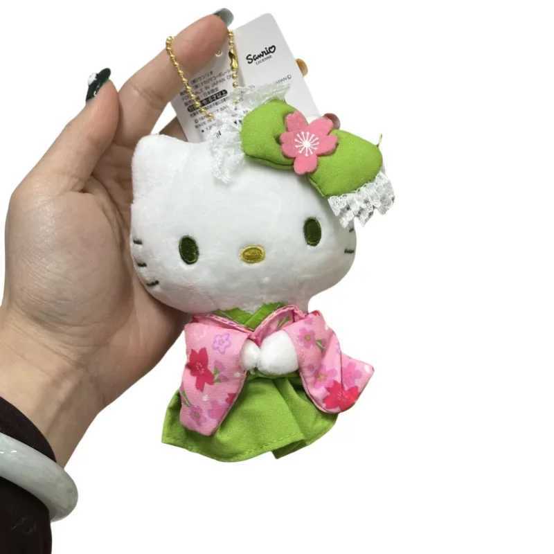 Sanrio Kawaii Hello Kitty Matcha Kimono Hello Kitty Doll Plush Bag Pendant Plushie Accessories Soft Doll Girls Birthday Giftsw250526