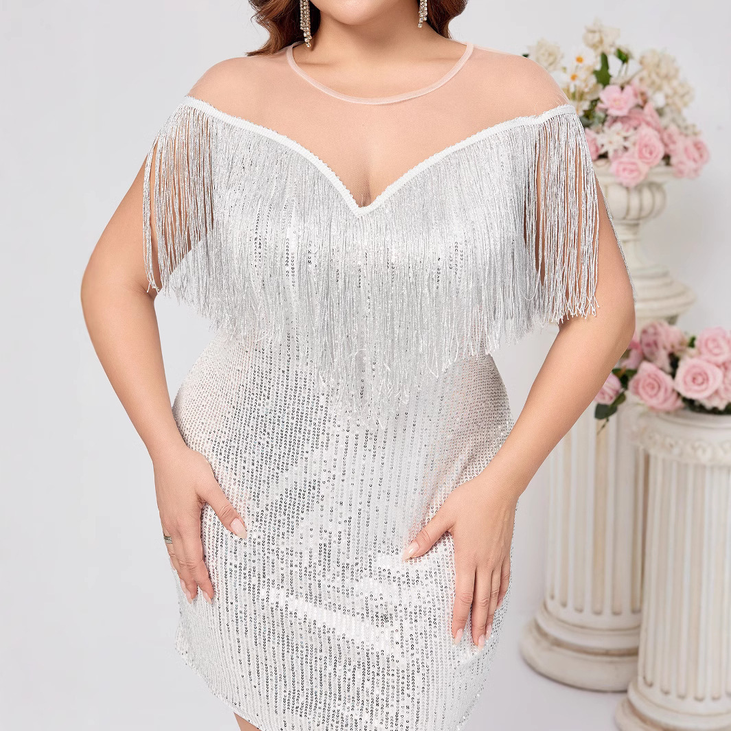 Womens Design Perspective Tassel Sexy Bag Hip Strap Dress