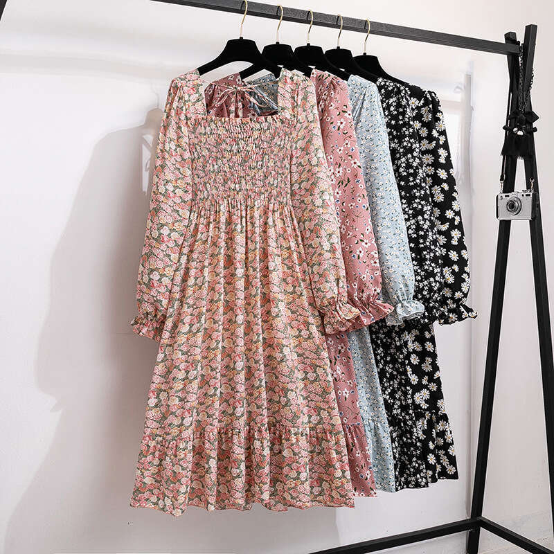 Backless Sexy Dress French Style Bell Floral Women Long Sleeve Chiffon Maxi Dress With Unique Design For Tea Break Sexy Flowy Dresses