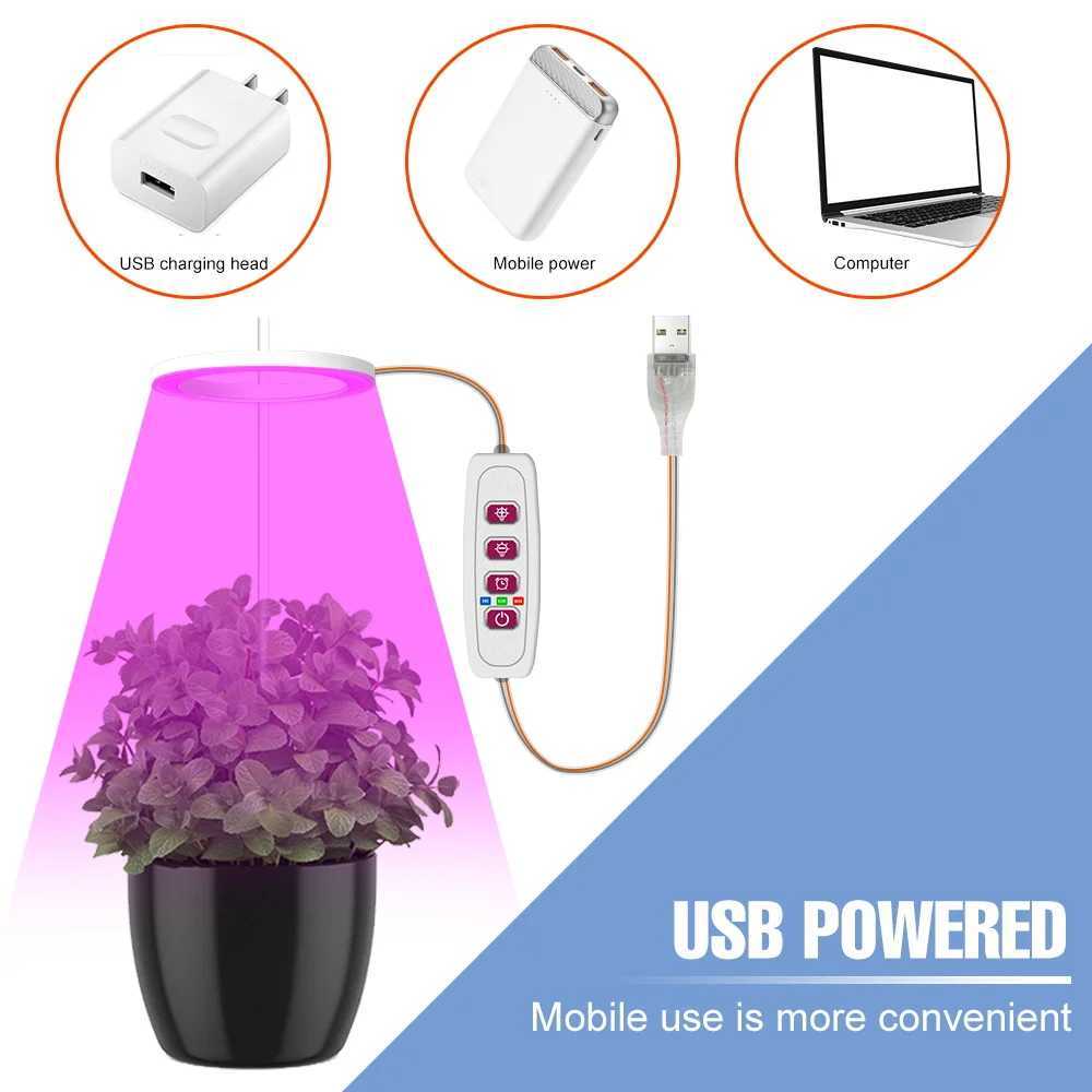 LED Phytolamp Indoor Grow Lights Full Spectrum Hydroponics Plant Lamp For Flower Seeds Cultivation DC5V USB LED Growth LightXJ250526