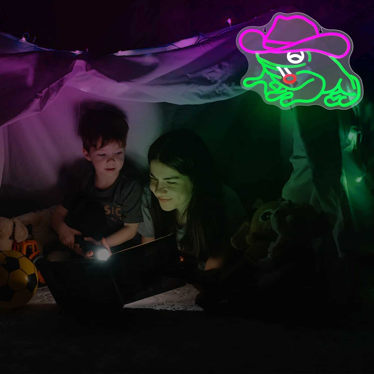 Frog Cowboy Neon Signs Frog Cowboy Lamp Lights Neon Signs for Wall Decor USB Powered for Bedroom Party Wedding Birthday Gift W250526