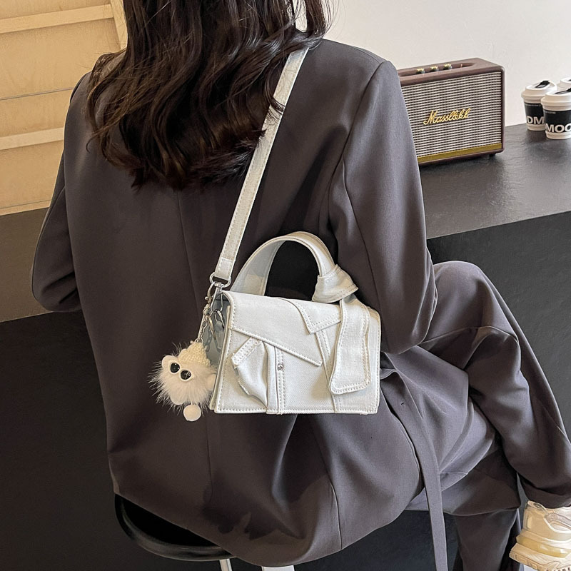 Brand Quality Style Niche Design Denim Handheld Women 2024 Versatile Diagonal Straddle Fashion One Shoulder Commuting Small Square Bag Free Delivery D