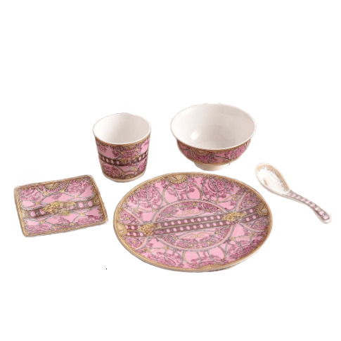European Style Luxurious eramic Bowl and Plate Set Household Soup Spoon Seasoning Bottle Soup Basin Plate Combination Full Set Gift Box