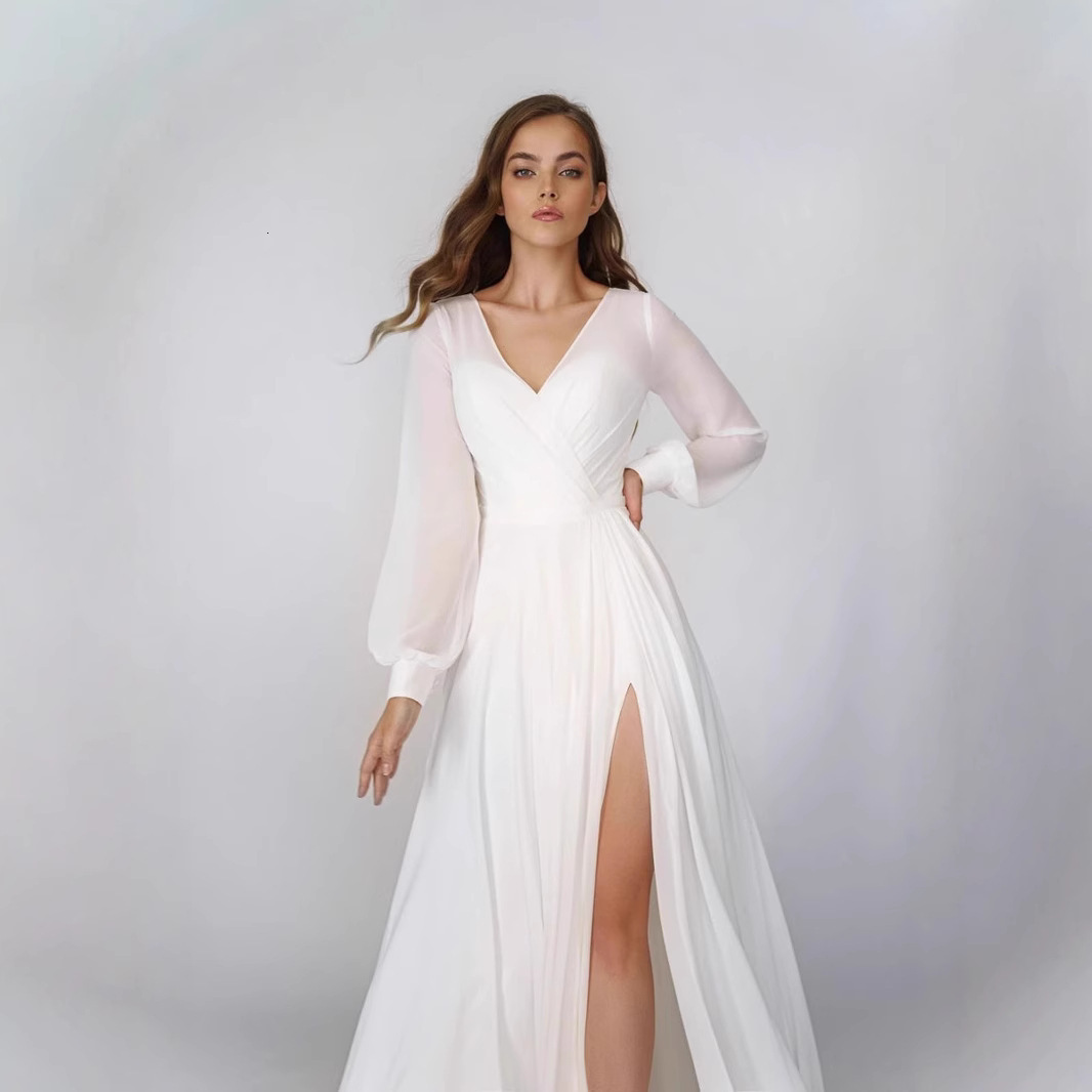 QQH Spring/Summer Womens Long Skirt Sexy Long Sleeve Chiffon Mesh Pendant Dress