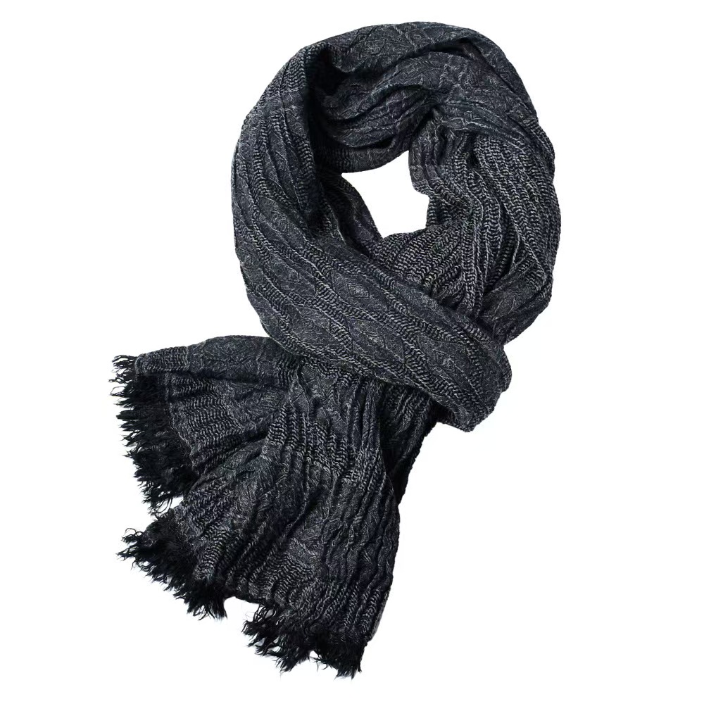 T812 European and American men's yarn-dyed scarf men's winter jacquard British solid color shawl