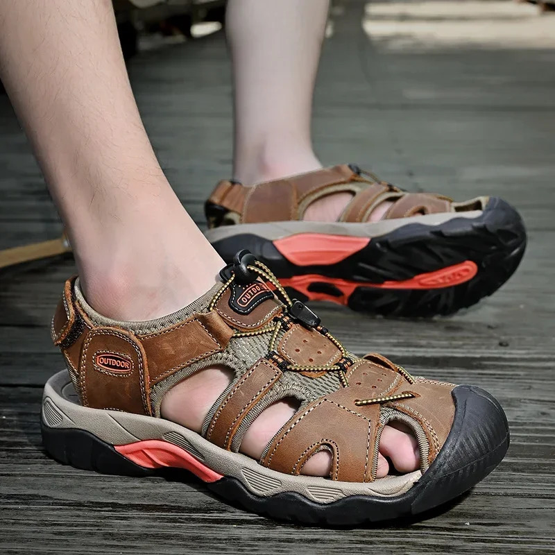 Outdoor Hiking Shoes Summer Mens Sandals Classic Genuine Leather Fashion Light Breathable Nonslip Sneakers 3848 250523BJ - view 6