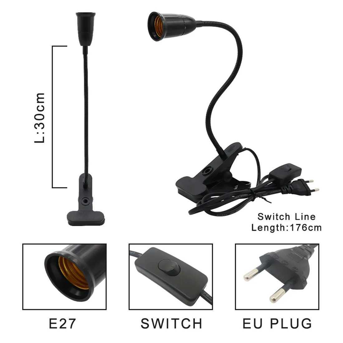 Black Clip Plant Growing Lamp Full Spectrum Gooseneck Grow Lamp with 1-Head 2-Head Clip-on Lamp for Seedlings Succulents ReadingXJ250526