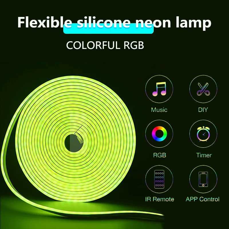 Smart Neon Rope Lights USB 16.4Ft RGB LED Strip Lights Color Changing with APP Control Waterproof DIY Music Sync Flexible Tape W250526