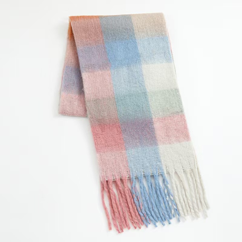 T804 cashmere scarf women's winter warm thick solid color men's scarf autumn and winter thick tassel wool scarf