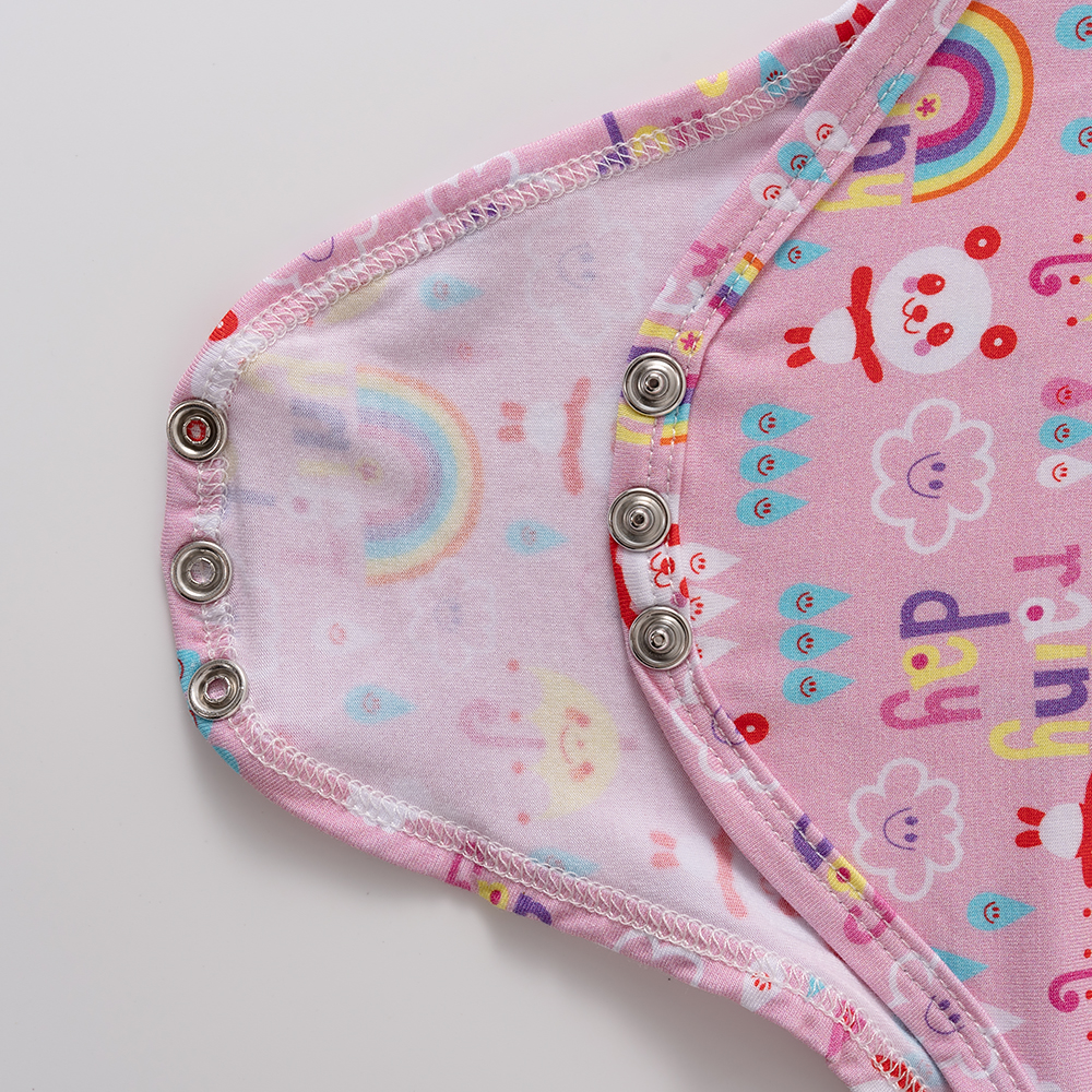 Hot Sale Rainbow Print Baby Girl Button Bodysuit Modal Baby Bodysuit Short Sleeve Newborn Clothing