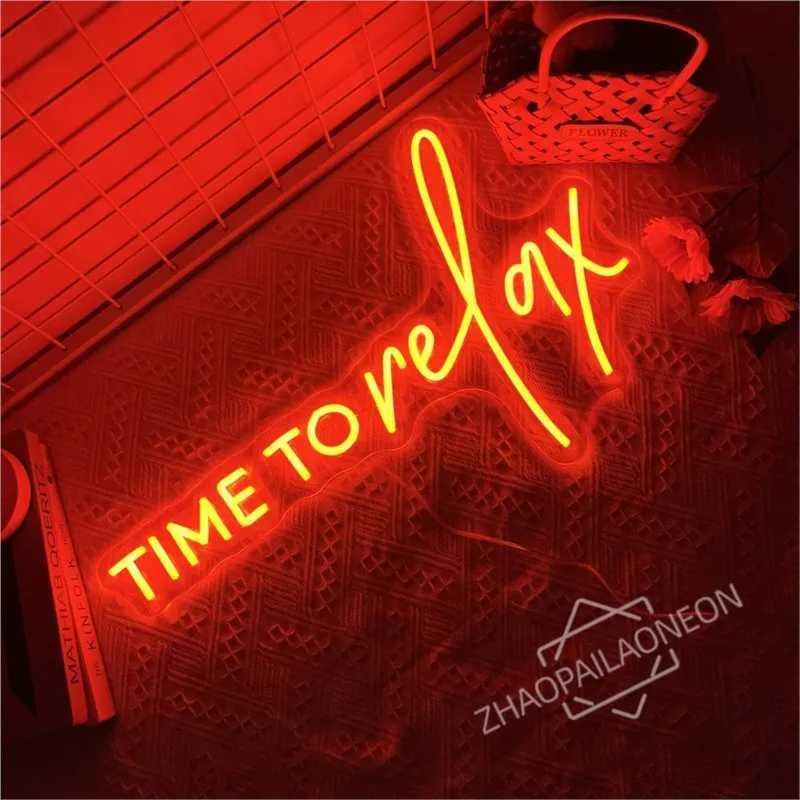 Time To Relax Neon Sign Coffee Bar Decor Neon Lights Room Home Bedroom Decoration Party Neon Art Wall Dimmable USB W250526