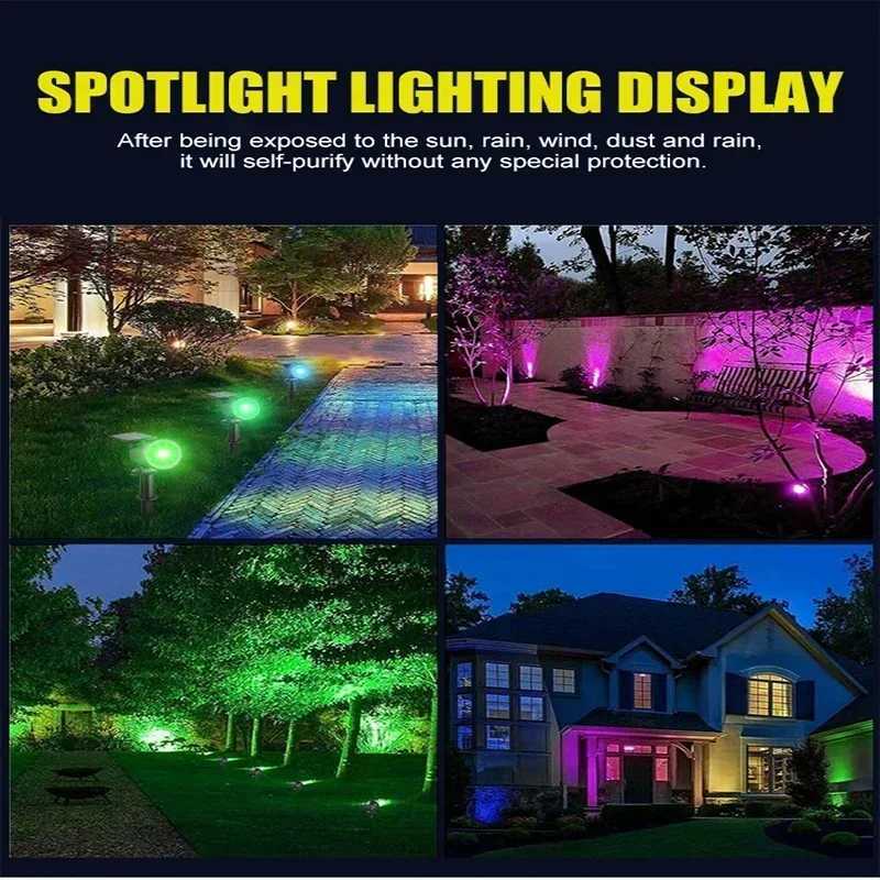 9 LED Solar Spotlights Outdoor IP65 Waterproof Brightness Adjustable Spot Light Garden Backyard Driveway Patio Decor LampXJ250526