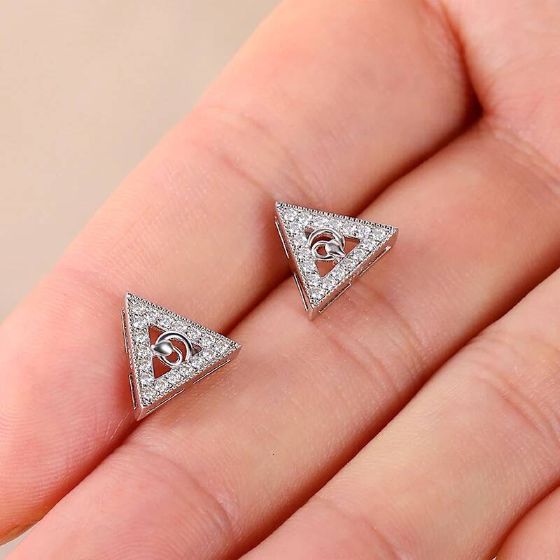 Trendy Test Passed Moissanite Dia Triangle Stud Earrings for Women Real Sterling Sier Fine Wedding Party Jewelry Gifts