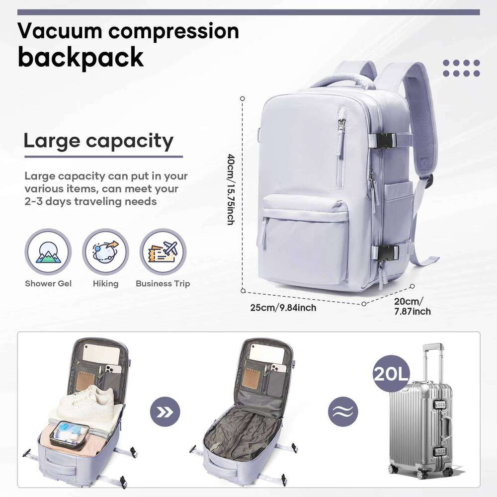 Ryanair 40x20x25, Airback Business Laptop Backpack, Vacuum Backpack Cabin Travel Bag for Men Women