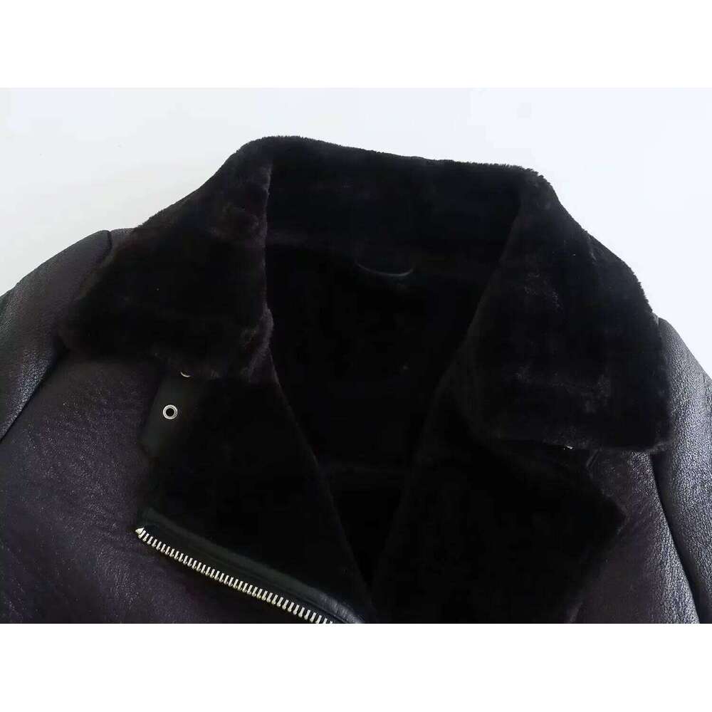 2024 The New Women's Warm and Extra Thick Feather Rider Jacket with Artificial Fur Outerwears