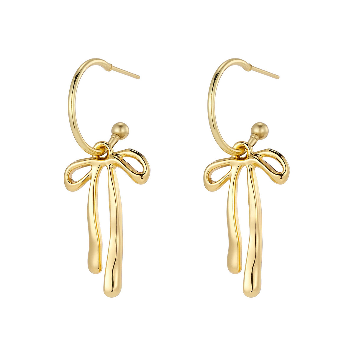 Fashion Personalized Metal Bow knot Elegant Simple Design Gold High Sensitivity Stud Earrings