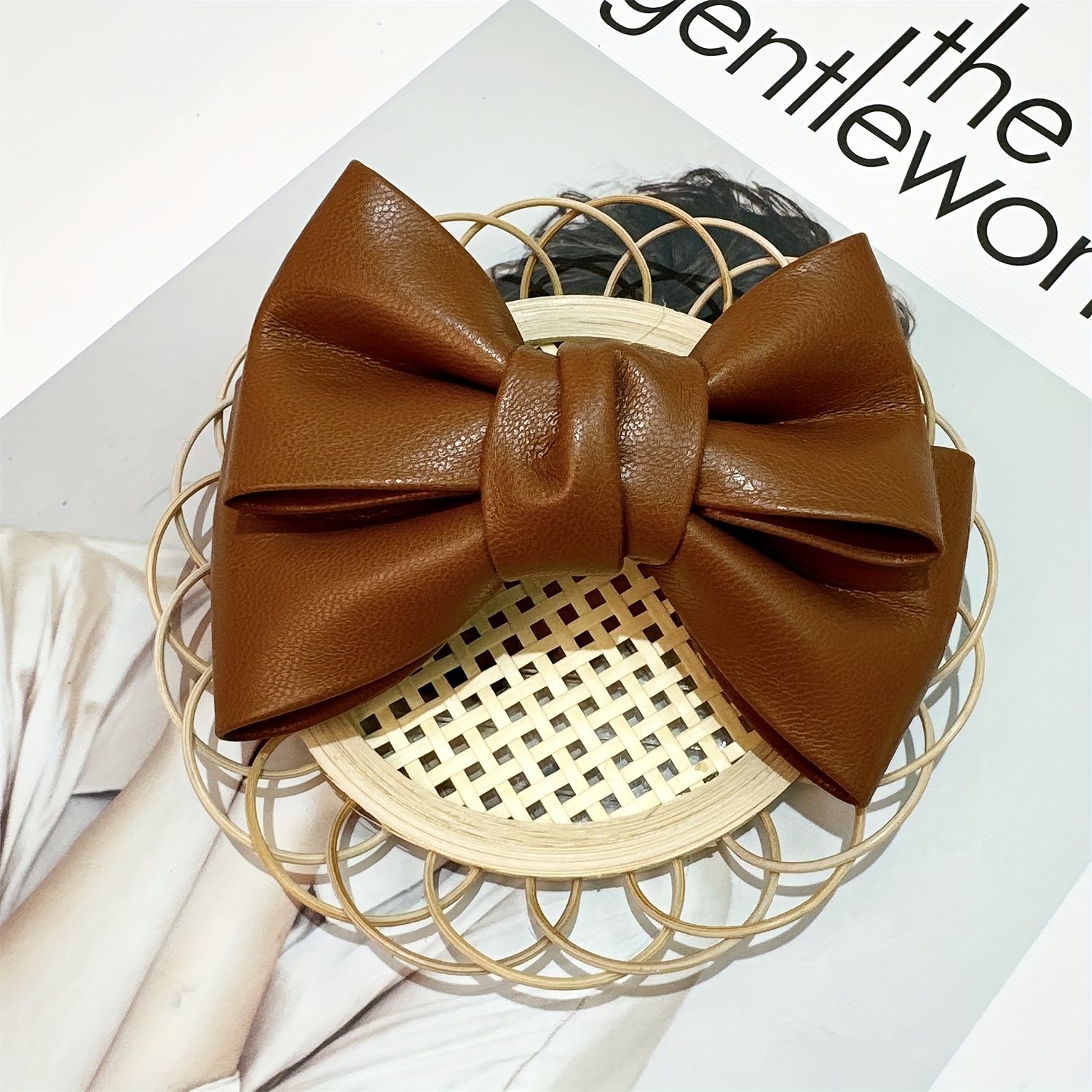 PU leather double bow hair accessories to unlock versatile fashion styling
