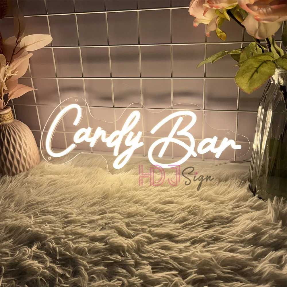 LED Neon Sign Candy Bar Neon Light Sign Wall Decoration for Candy Store Room Party Decor Kids Birthday Gift Night Neon Lights W250526