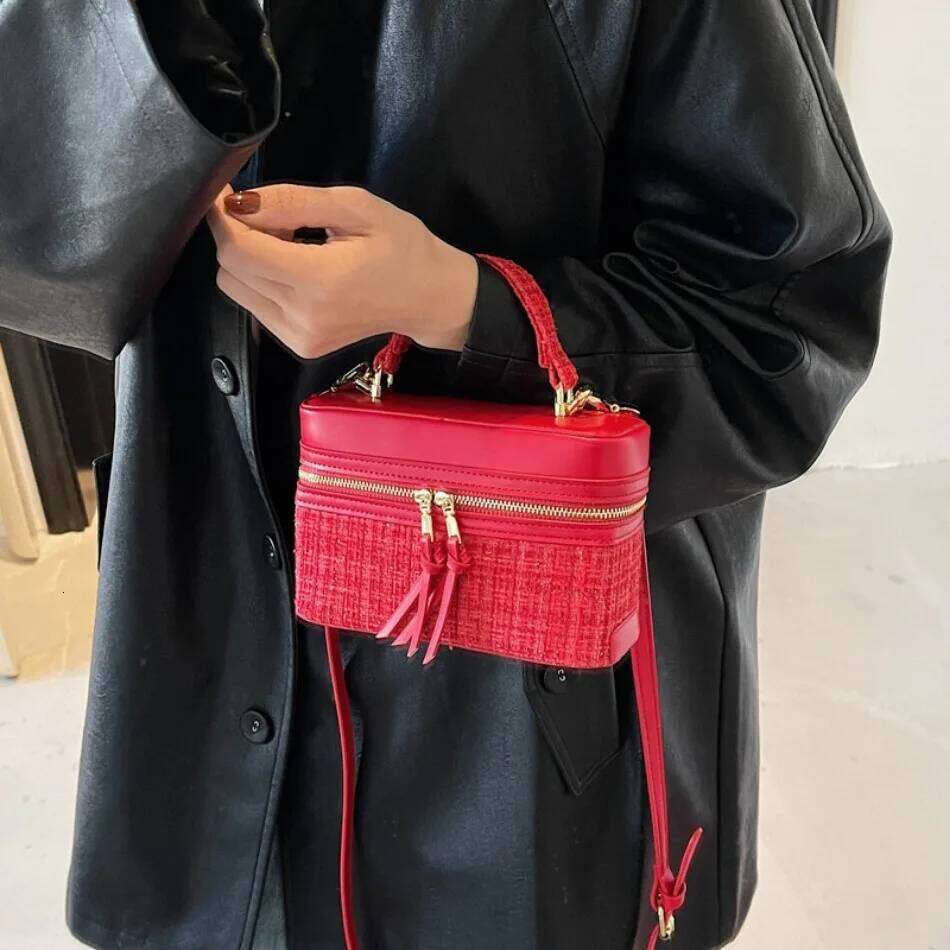 Women's Bags Designer Vintage Woolen Box Handbags Designer Shoulder Crossbody Bags For Women New Square Chains Sling Bag Clutch Lady