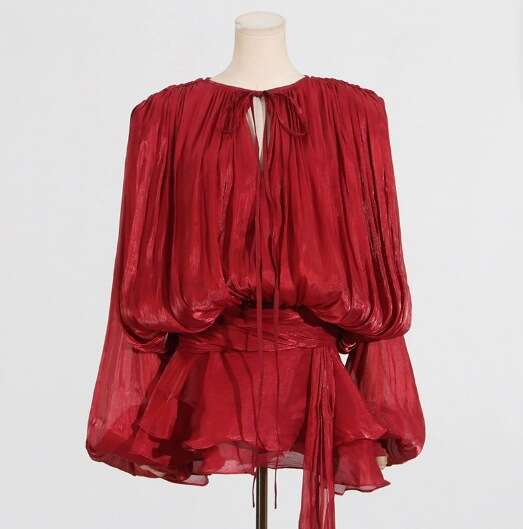 Backless Sexy Dress Spring New Lazy Style Mesh Puff Sleeve Short Dress With Pleated Ruffle Design For Women Sexy Flowy Dresses