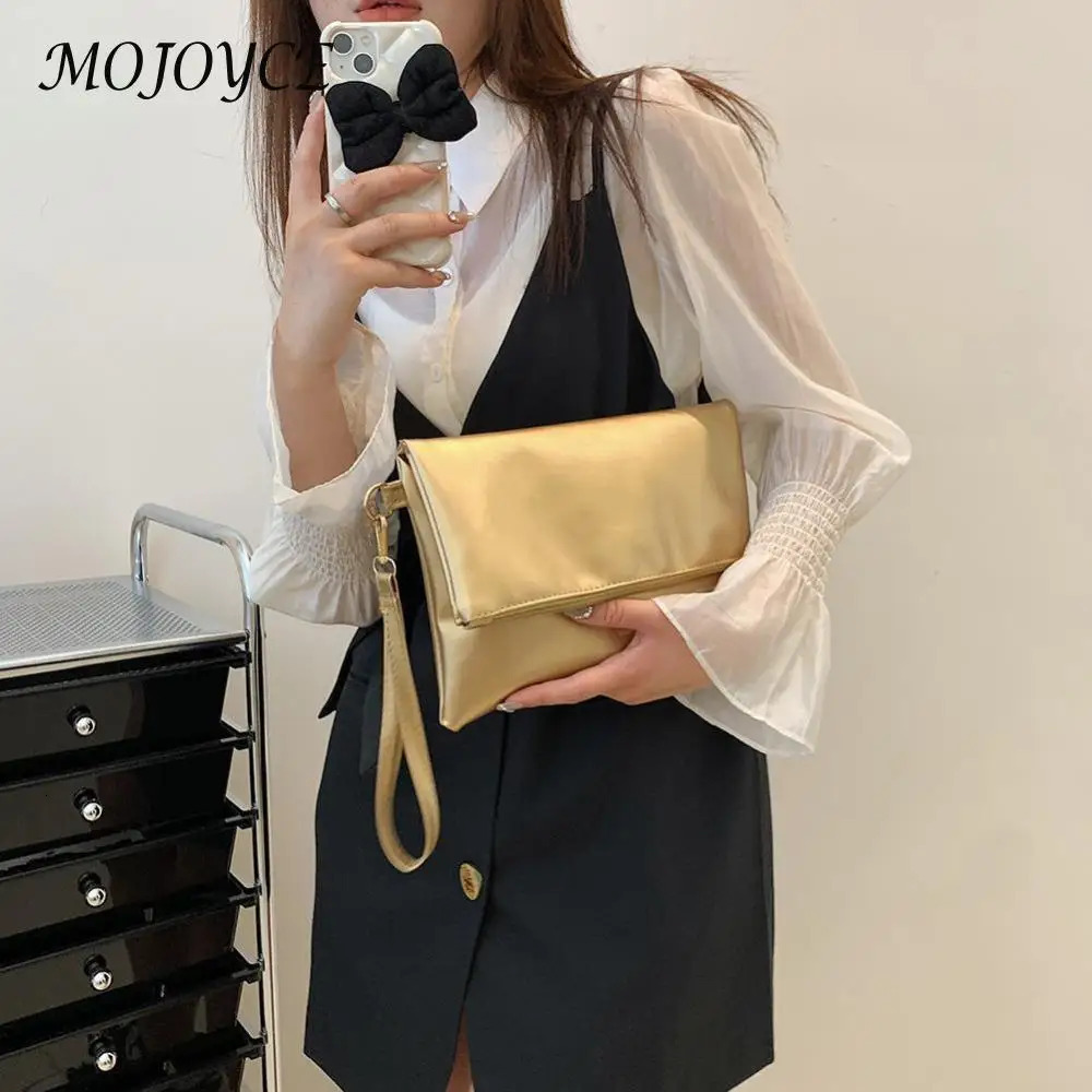Women Envelope Clutch Bag Solid Color PU Leather Bag Folding Handbag Zipper Closure Casual Style Commuting Bag Daily Bag 250526