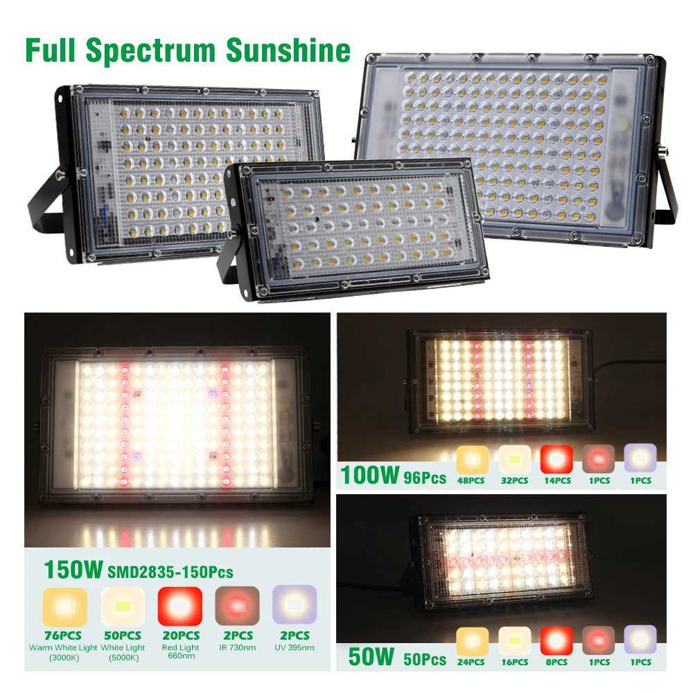 Full Spectrum LED Grow Light 50W 100W 150W 220V For Hydroponic Indoor Plants Growing Lamp For Greenhouse Seeding IP65 WaterproofXJ250526