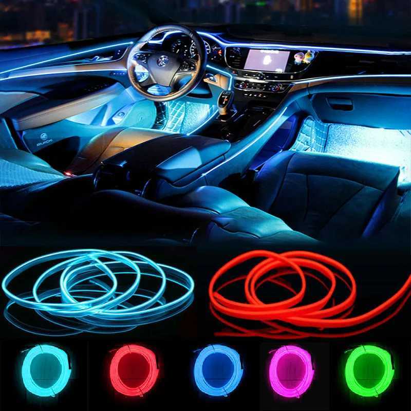 1M/3M/5M Neon LED Car Interior Decorative Lamps Strips USB Drive For DIY Decorative Dashboard Console Ambient Light Cold Light W250526