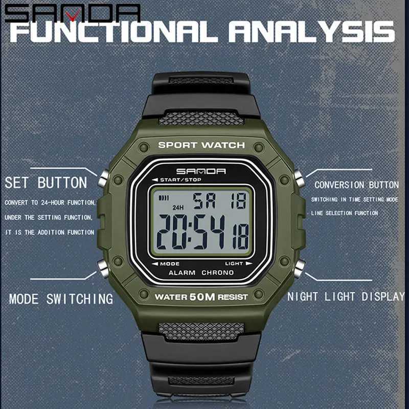 SANDA Top Brand G Style Sports Men Watches Fashion Shockproof Waterproof LED Digital Watch Man Military Clock Relogio Masculino M250526