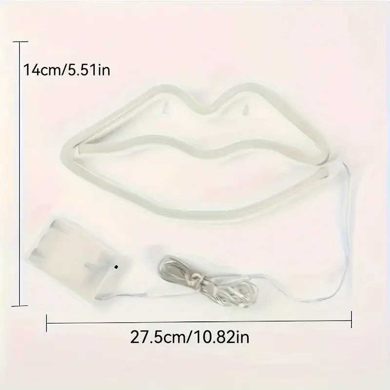 Lip LED Neon Sign USB/Battery Powered LED Light for Bedroom Room Decoration Gift Night Light Decoration Party Wedding Holiday W250526