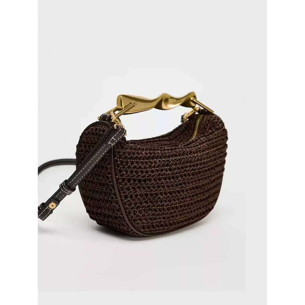 Women's Bags Designer Metal Handle Mini Crossbody Zipper Braided Bag Beach Braided Adjustable Shoulder Strap