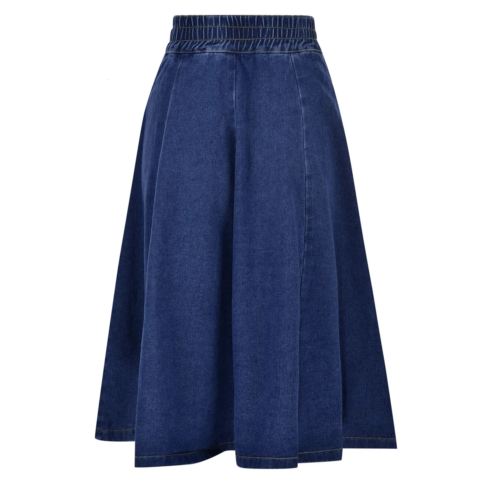Denim Skirts For Woman 2025 Summer Preppy Style Elastic High Waist Slim Midi Dress Comfortable Versatile Clothing 250516Z