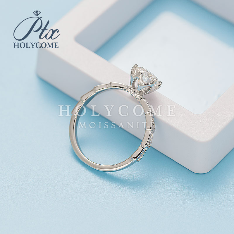 925 Sterling Silver Ring Micropaved Mechanical Design 1ct D Color VVS Diamond Women Moissanite Ring Jewelry for Wedding Engagement