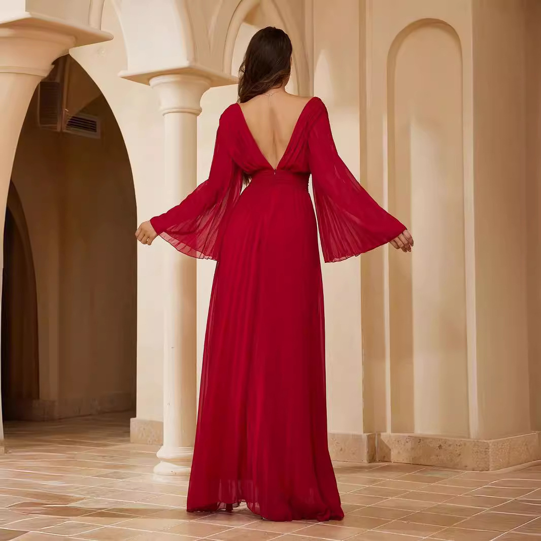 New Womens Sexy Deep V Long Sleeve Dress Slim Fit Dress