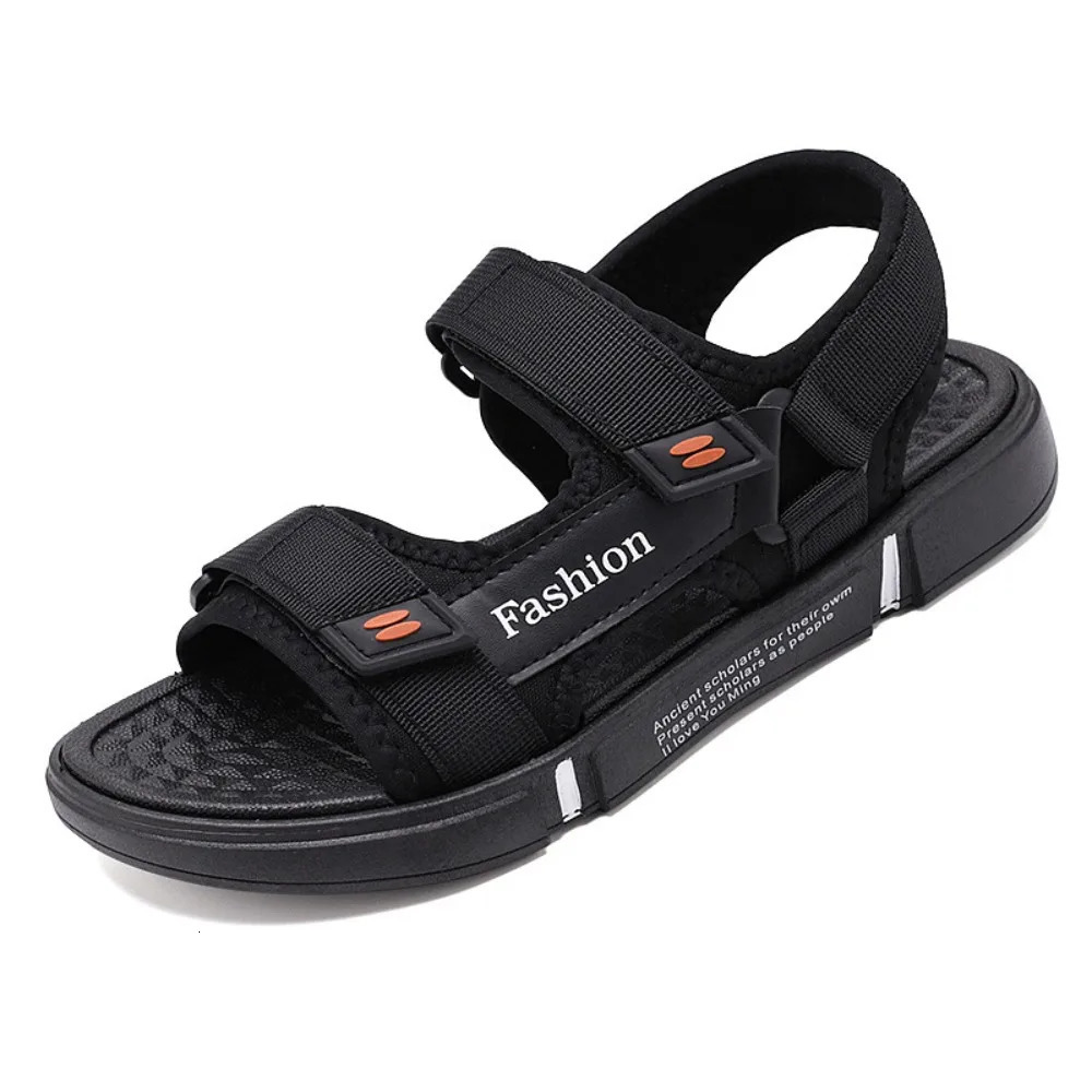 Fashion Peep Toe Sandals Shoes Men Thick Soled Anti Slip Ankle Buckles Slippers Letter Beachwear Male Slides Boys 250523BJ - view 5