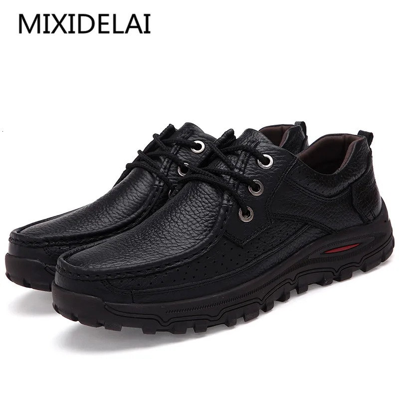 MIXIDELAI Men Shoes Handmade High Quality Genuine Leather Slip On Comfort Business Man Casual Big Size 47 48 250526