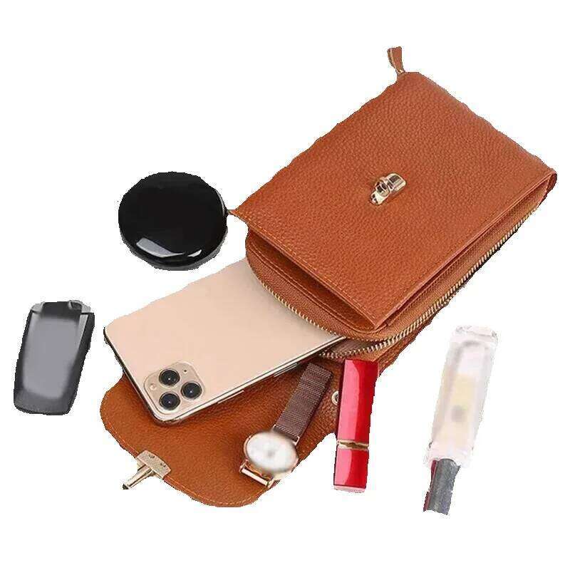 Designer Luxury Designer Luxury Designer Luxury Genuine Leather Phone Solid Color Flip Round Lock Women's Crossbody Bag With Long Shoulder Strap 