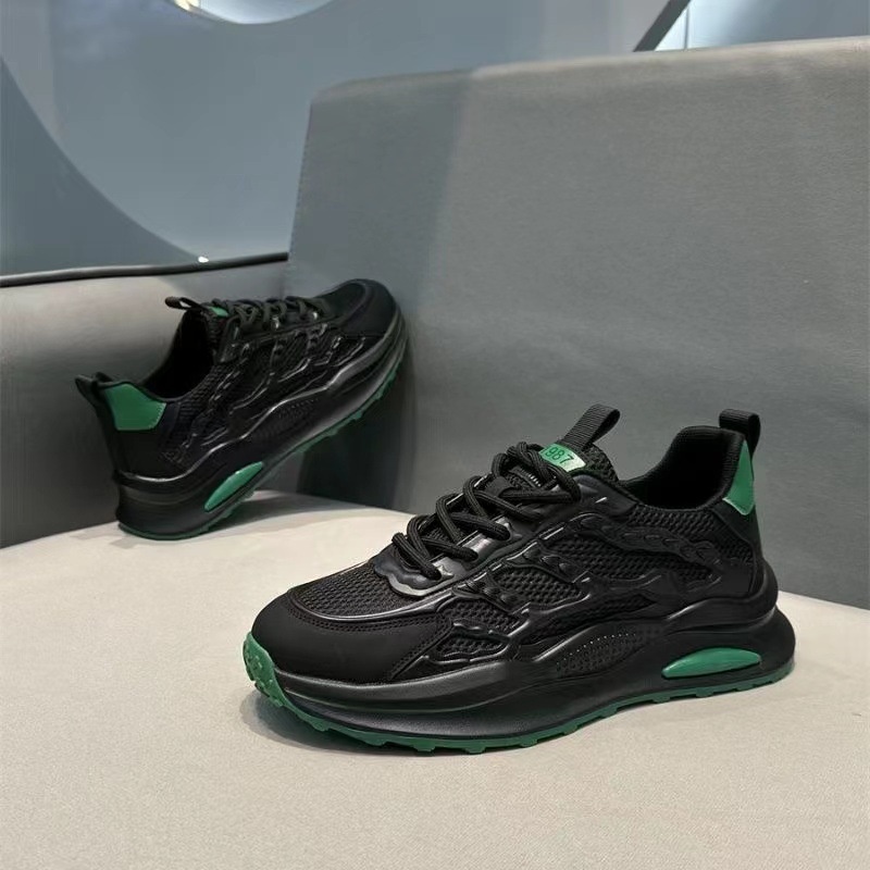 Hot selling free shipping summer men new thick soled sports and leisure running dad breathable mesh shoes 39 44 black