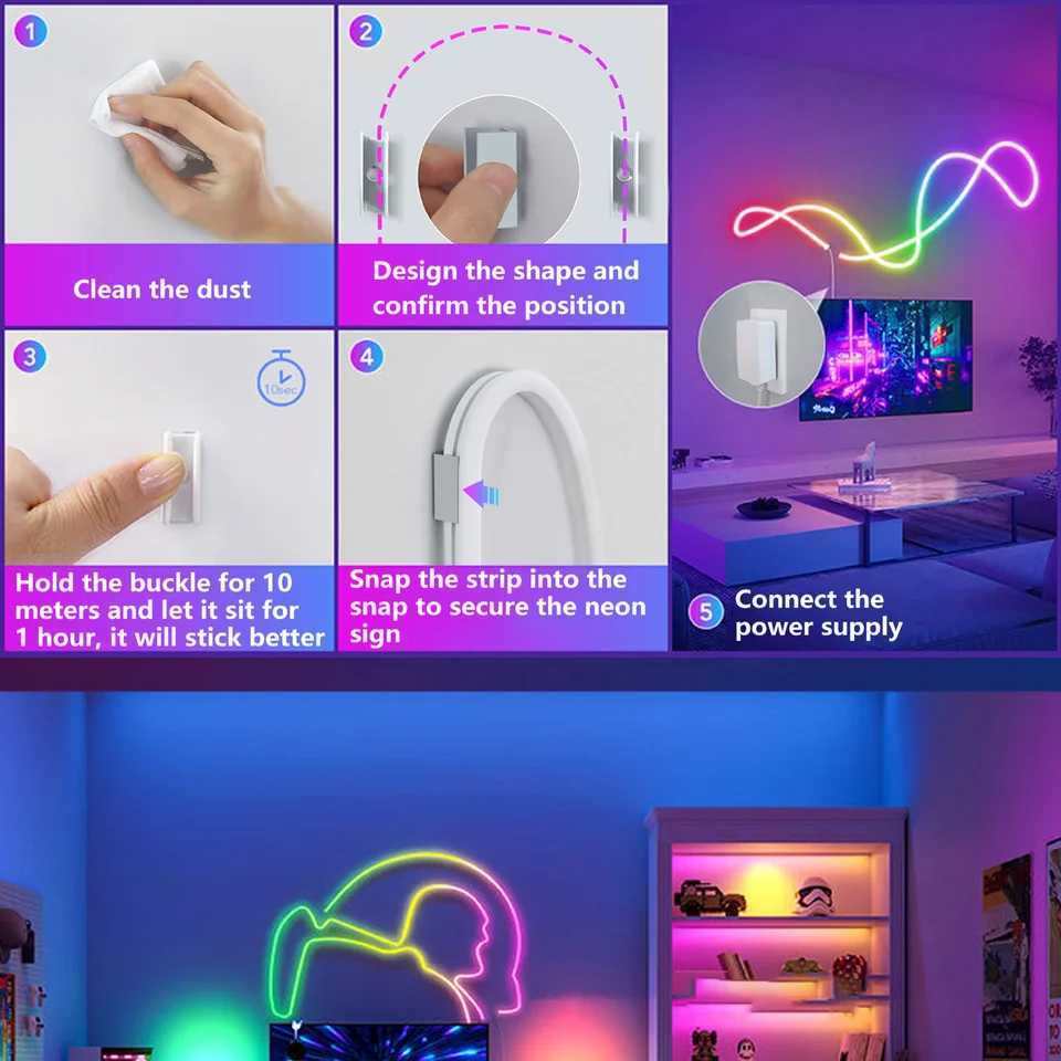 5V RGB neon strip LED flexible silicone waterproof neon control mini 3 key remote control suitable for indoor and outdoor W250526