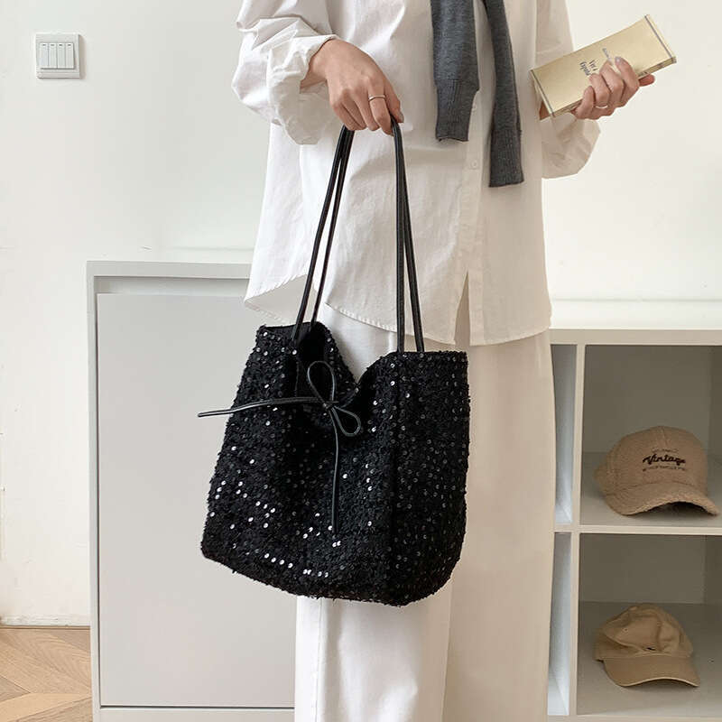 2025 New Niche Design Bling Sequin Shoulder Large Capacity Versatile Women's Fashion Tote Bag