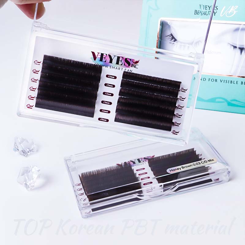 VEYES Handmade Velvet Lash Trays CD Fluffy C D Curl Matte Black Volume Customizable Korean PBT Lash Extensions Synthetic Mix