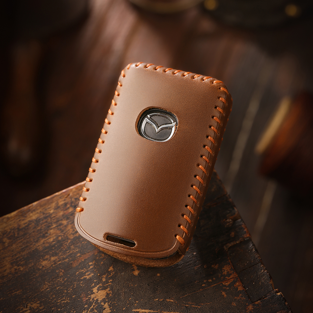 Car key Protective Case Handmade Genuine Leather Material Suitable for Mazda Mazda 3 Anksella CX50/CX30/CX-5 (Used for: Mazda)