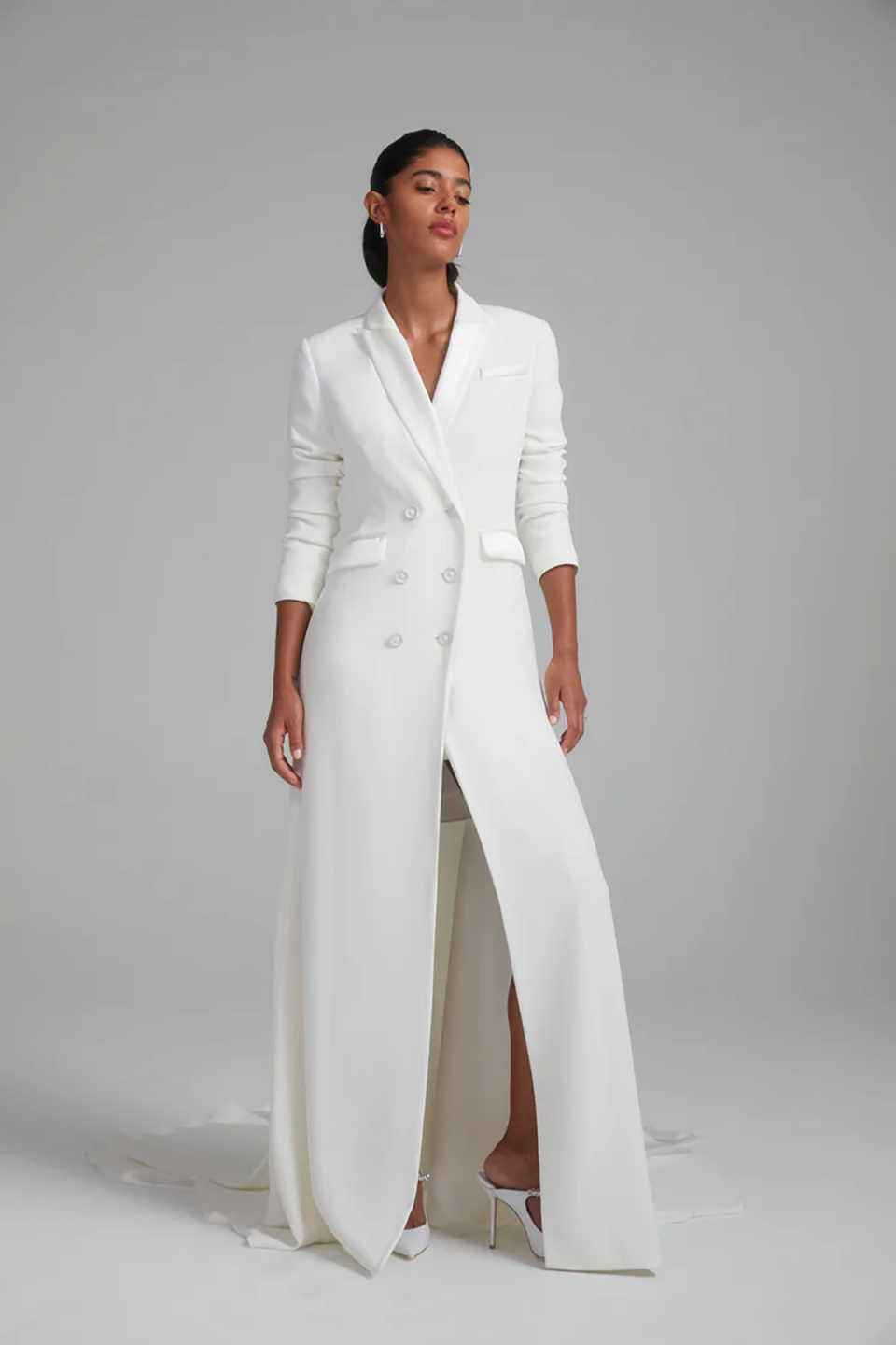 Runway Long Mother of the Bride Suits One Piece Set Jacket Double Breasted Women Business Blazer Peaked Lapel Formal Work Wear Customized