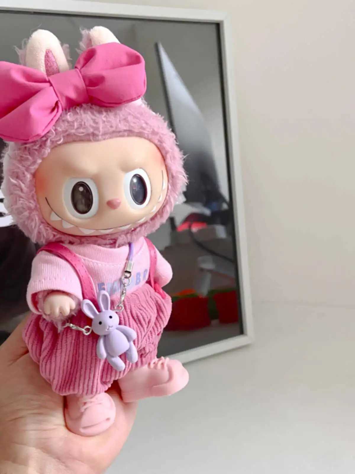 original 17cm labubu clothes outfit Plush doll clothes Macaron Cute Clothing DIY Kid Gift Clothes Hair accessories v1v2 clothes X250526