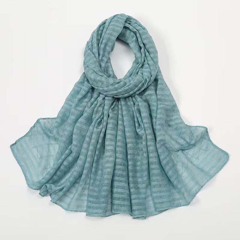 T808 Bali silk gold-stamping plaid scarf long scarf female popular solid color women's headscarf
