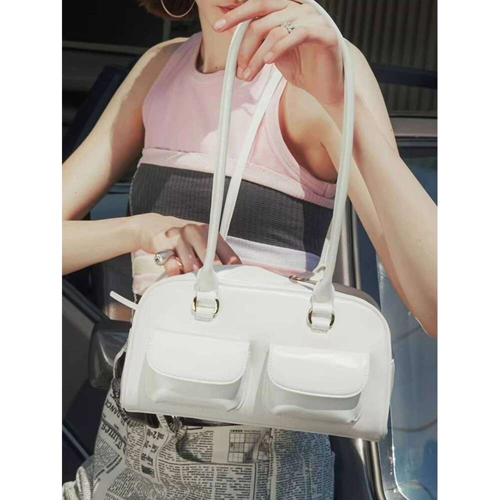 Women's Bags Designer South Korea Dizzy Needle Heo Yoon Zhen The Same Oil Wax Leather Bowling Multi-Pocket Underarm Bag Commuter Hand Bill Should